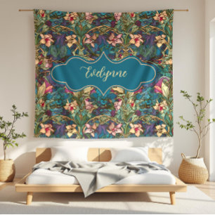 Evelynne Art Nouveau Jewel Toned Floral Fleece Deken