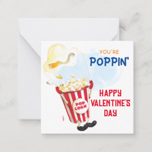 Even langs komen Popcorn Valentijnskaart Klaslokaa Notitiekaartje