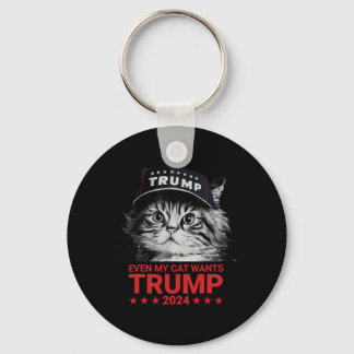 Even My Cat Wants Trump 2024 Funny American Cat Pr Sleutelhanger