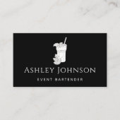 Evenement Bartender Zwart & Wit Tekening Illustrat Visitekaartje (Voorkant)