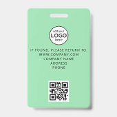 Événement de badge vert de code QR de personnel pe (Arrière)