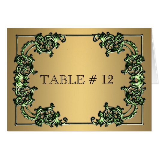 Événement mariage de numéro de table orné d'or ver (Devant Horizontal)