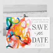 Événement moderne abstrait coloré Save the Date (Devant / Derrière)