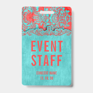 Evenement Personeel Damask Aangepaste Naam Concert Badge