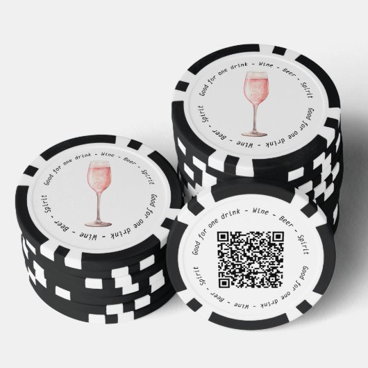 Evenement QR Code Pink Fizz Drink Voucher Poker Chips (Opstapeling)