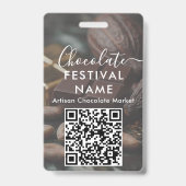 Evenementenpersoneel Foto Qr Code Chocolade Festiv Badge (Achterkant)