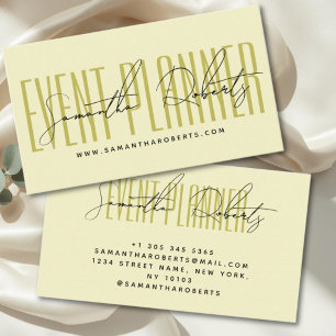 Evenementenplanner moderne typografie script geel visitekaartje