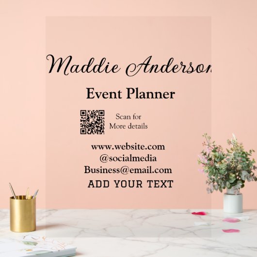 Evenementenplanner naam toevoegen Q R code details Acryl Bord (Huwelijk)