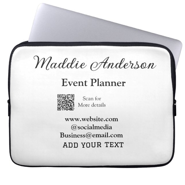 Evenementenplanner naam toevoegen Q R code details Laptop Sleeve (Voorkant)