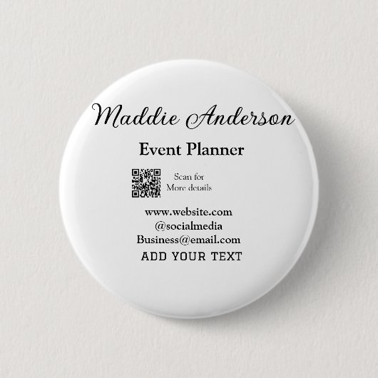 Evenementenplanner naam toevoegen Q R code details Ronde Button 5,7 Cm (Voorkant)