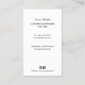 Événements Bartender Carte de visite (Dos)