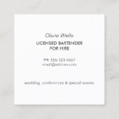 Événements Bartender Carte de visite (Dos)