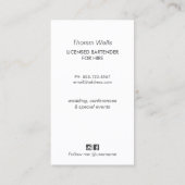 Événements Bartender Carte de visite festif (Dos)