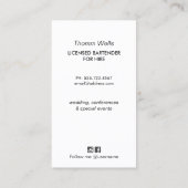 Événements Bartender Carte de visite festif (Dos)