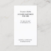 Événements Bartender Martini Carte de visite (Dos)