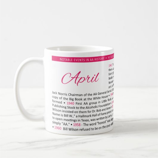 Événements notables dans l'histoire des AA - Tasse (Gauche)