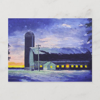 Evening Barn Sunset-briefkaart Briefkaart