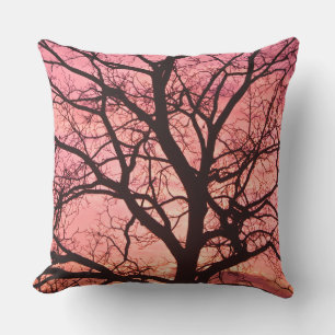Evening Blush Tree Silhouette Buitenkussen