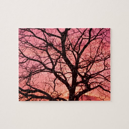 Evening Blush Tree Silhouette Legpuzzel (Horizontaal)