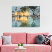 Evening Church Square Rain Reflections Canvas Afdruk (Insitu (Woonkamer))