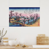 Evening Glow bij Koganei Bridge, Ando Hiroshige Poster (Keuken)