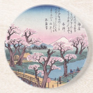 Evening Glow bij Koganei Bridge, Ando Hiroshige Zandsteen Onderzetter