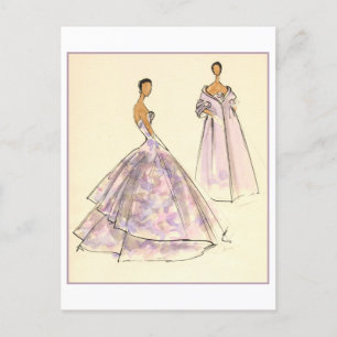 Evening Gown Mode Design Sketch Briefkaart