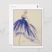 Evening Gown Mode Design Sketch Briefkaart (Voorkant / Achterkant)