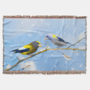 Evening Grosbeak schilderen - Kute Original Dog Ar Deken