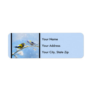 Evening Grosbeak schilderen - Kute Original Dog Ar Etiket