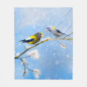 Evening Grosbeak schilderen - Kute Original Dog Ar Fleece Deken