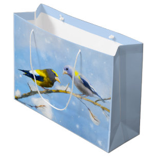 Evening Grosbeak schilderen - Kute Original Dog Ar Groot Cadeauzakje