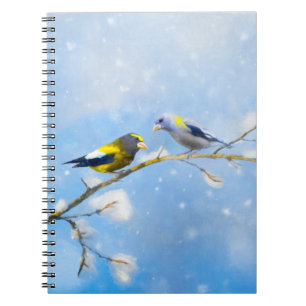 Evening Grosbeak schilderen - Kute Original Dog Ar Notitieboek