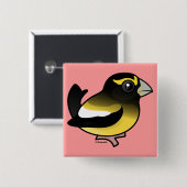 Evening Grosbeak Vierkante Button 5,1 Cm (Voorkant /achterkant)