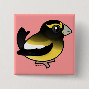 Evening Grosbeak Vierkante Button 5,1 Cm