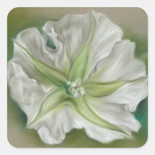 Evening Moonflower Pastel Art Vierkante Sticker (Voorkant)