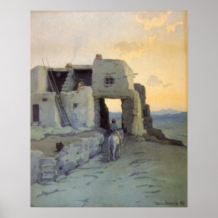 Evening Pueblo van Walpi door Marion Kavagh Wachte Poster