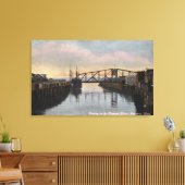 Evening Scene op de Wishkah Canvas Afdruk (Insitu (Woonkamer))