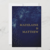 Evening Sky Astral Gold Stars Blue Wedding Kaart (Achterkant)