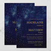 Evening Sky Astral Gold Stars Blue Wedding Kaart (Voorkant / Achterkant)