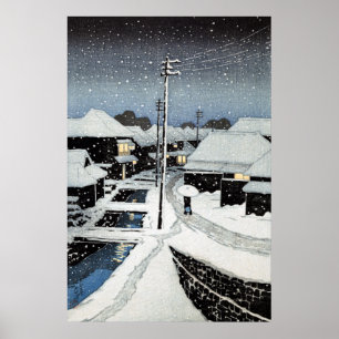 Evening Snow in Terajima Village Hasui Kawase Poster