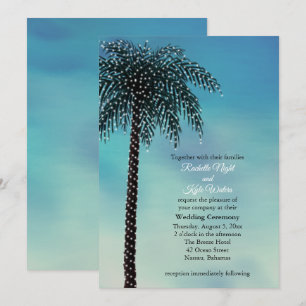 Evening String Lights Palm Tree Huwelijksuitnodigi Kaart
