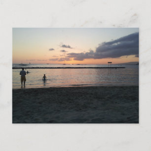 Evening Sunset Tropical Beach Waikiki Oahu Hawaii Briefkaart