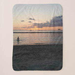 Evening Sunset Tropical Beach Waikiki Oahu Hawaii Sherpa Deken