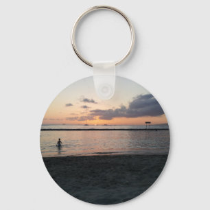 Evening Sunset Tropical Beach Waikiki Oahu Hawaii Sleutelhanger