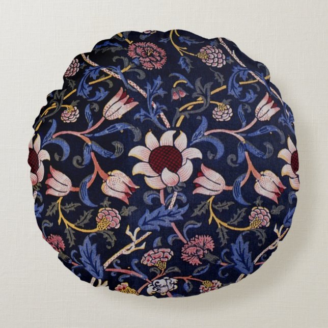 Evenlode, beroemd William Morris patroon, Rond Kussen (Voorkant)