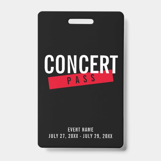 Event Access Concert Pass Red Aangepaste ID-badge Badge (Front)