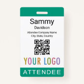 Event Attendee Badge QR Code Logo Emerald Green (Devant)