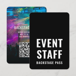 Event Backstage Pas QR Code ID Badge 3.5" x 5" Kaart