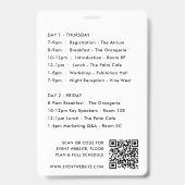 Event Badge 4x6 | Conference Schedule QR Code Pass (Achterkant)